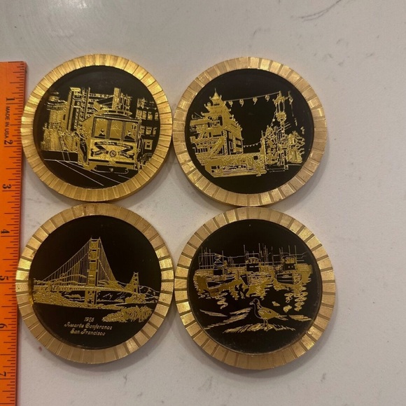 Vintage 1975 Awards Conference San Francisco Diamond Cut Embossed Coasters - Picture 6 of 7